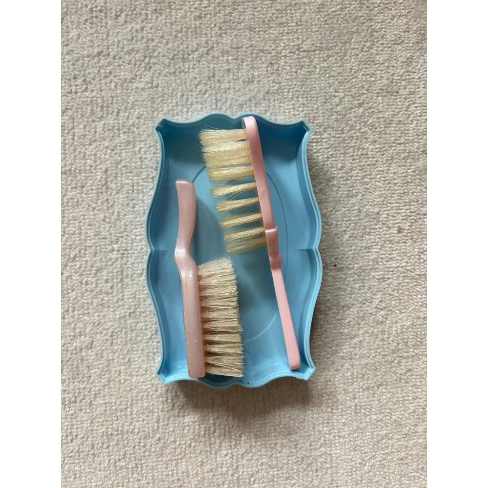 Vintage Doll Vanity Grooming Set Pro-phy-lac-tic Plastic Brushes USA 1950s